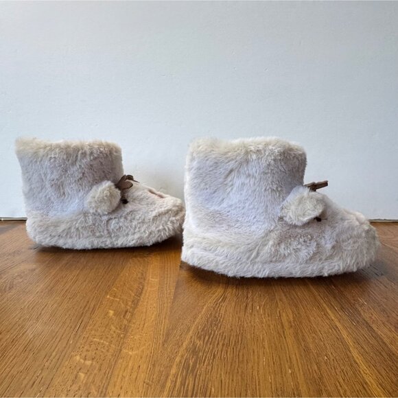 JOHN LEWIS Soft Reindeer Boot Slippers Kids US 13 UK 12 Faux Fur Plush Christmas - Picture 3 of 8